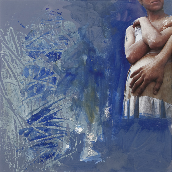 Attesa, 2011 collage acrilico su carta, 73 x 73 cm.