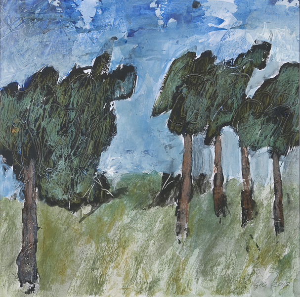 Gli alberi, 2011 acrilico su carta, 66 x 57 cm.