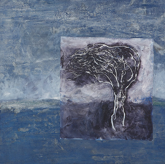 Il vento l'acqua e il cielo, 2014 Tecnica mista su tela, 100 x 100 cm