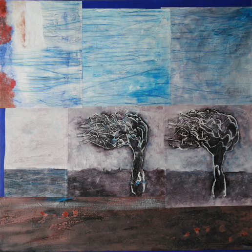 Giornata ventosa, 2015 Tenica mista su tela, 1,40 x 1,50 cm